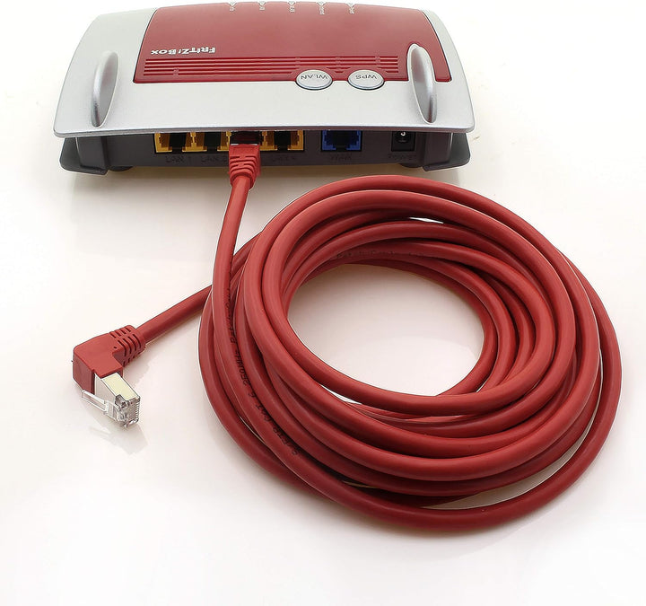1aTTack.de 366276 Cat.6 Netzwerkkabel Winkel 90 Grad 10m - rot - 5 Stück - Cat6 Patchkabel (SFTP PIM