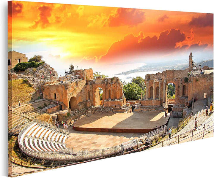 islandburner Bild auf Leinwand Taormina Theater In Sizilien Italien Bilder Wandbilder Poster Leinwan