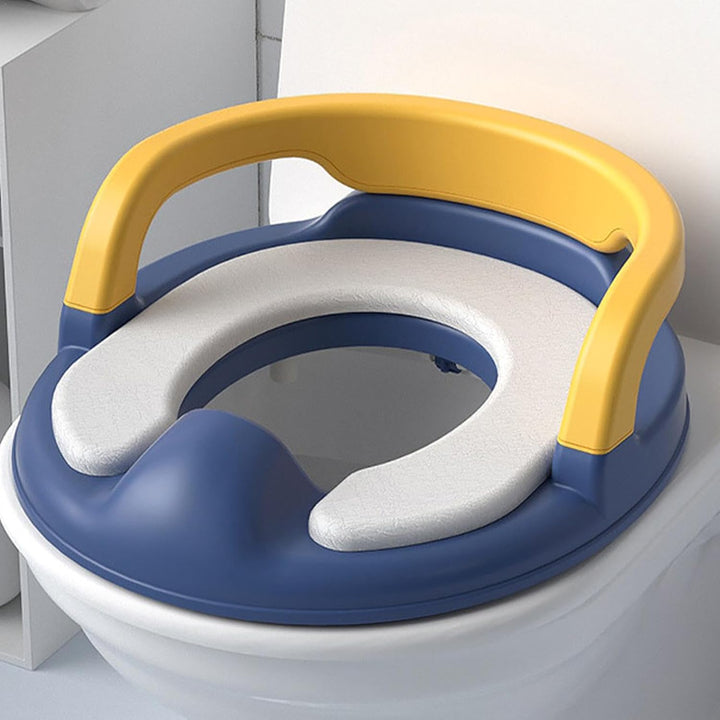 Toilettensitz Kinder mit Griffen und weicher Unterlage, Toilettenaufsatz Toilettensitzaufsatz für Ju