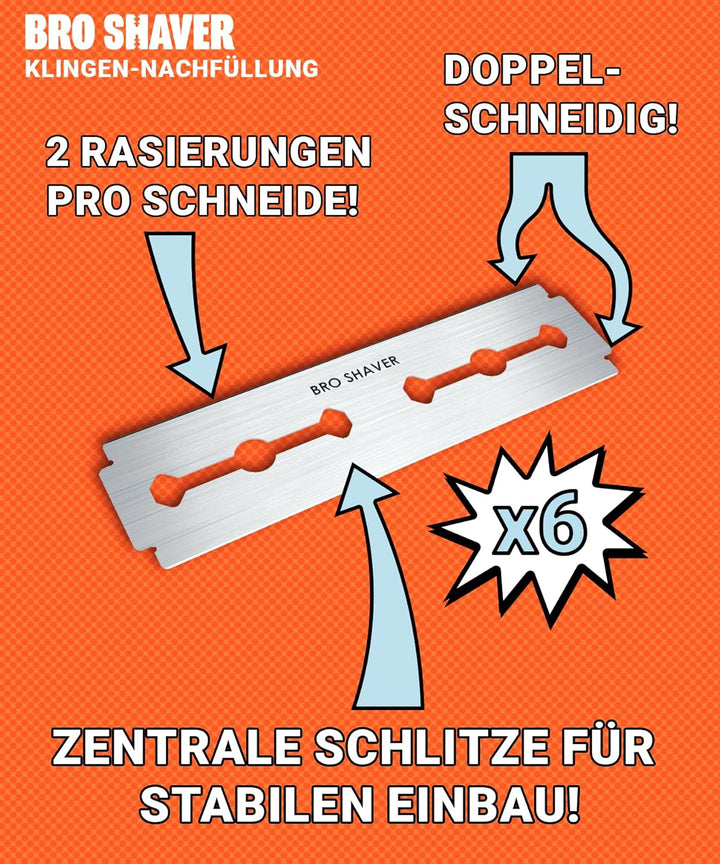 BroShaver 3.0 DIY Rücken- & Körperhaartrimmer mit 6 Klingen - Nass- oder Trockenrasur für Männer | R