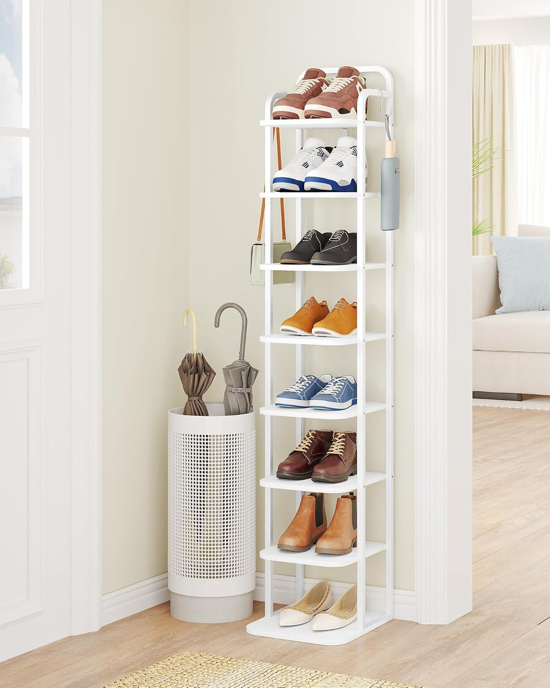 Hzuaneri Vertikales Schuhregal, 8-Stöckige Schuhregale, Schuhturm Für Kleine Räume, Freistehend, Ver
