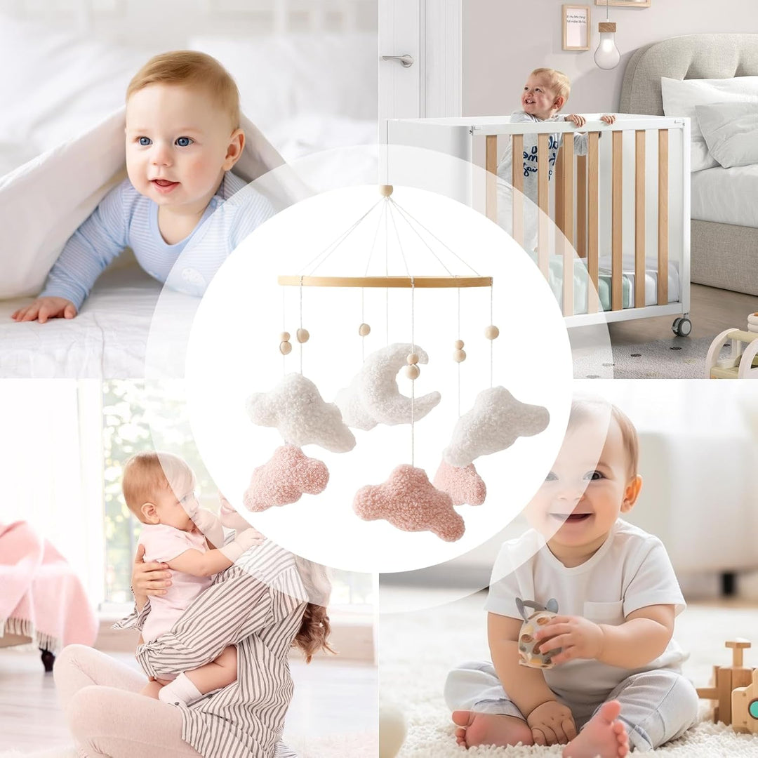 Baby Mobile Für Stubenwagen, Bettglocken Mobile mit Wolkenförmigen Plüschanhängern, Niedliche Babyde