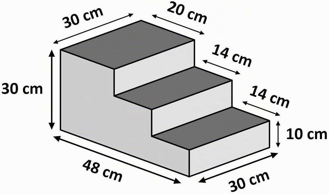 Hundetreppe 30 cm hoch | Katzentreppe Haustiertreppe | 3 Stufen | Hunde Katzen Haustier | für Bett u