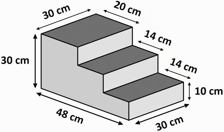 Hundetreppe 30 cm hoch | Katzentreppe Haustiertreppe | 3 Stufen | Hunde Katzen Haustier | für Bett u