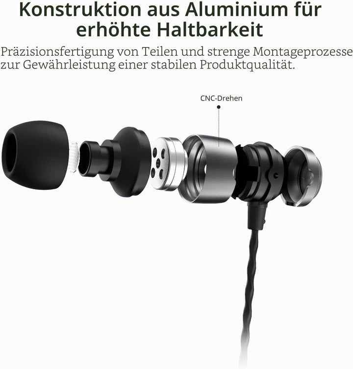 SoundMAGIC E50 Wired Earbuds Without Microphone, In-Ear HiFi Headphones, Noise Isolating Headphones,