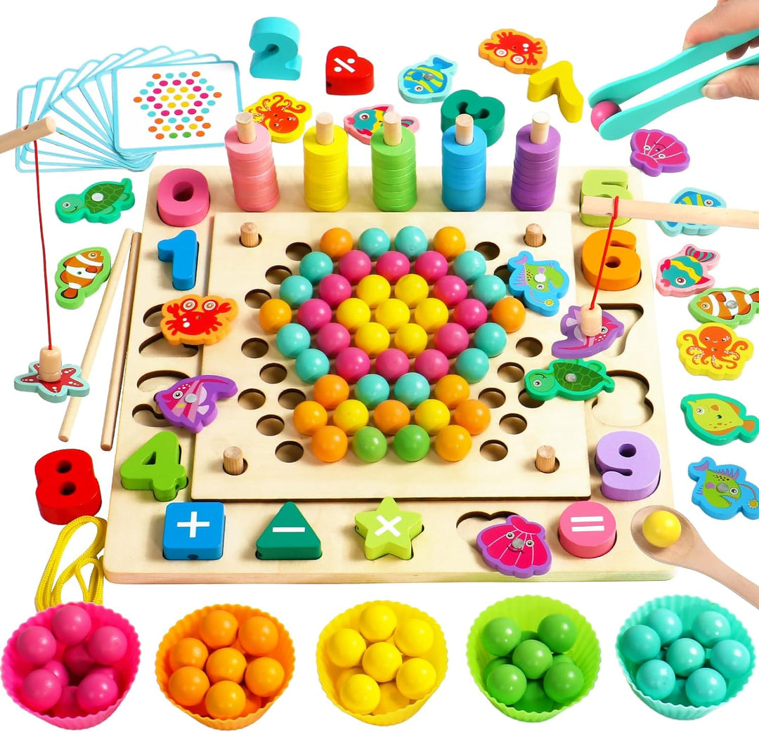 Akokie Spielzeug ab 3 Jahre Montessori Spielzeug Holzspielzeug Spiele ab 3 Jahren - 6 IN 1 Magnetspi