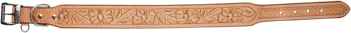 MICHUR Rafael Hundehalsband Leder, Lederhalsband Hund, Halsband, BEIGE, Leder, mit gestanzten Blumen