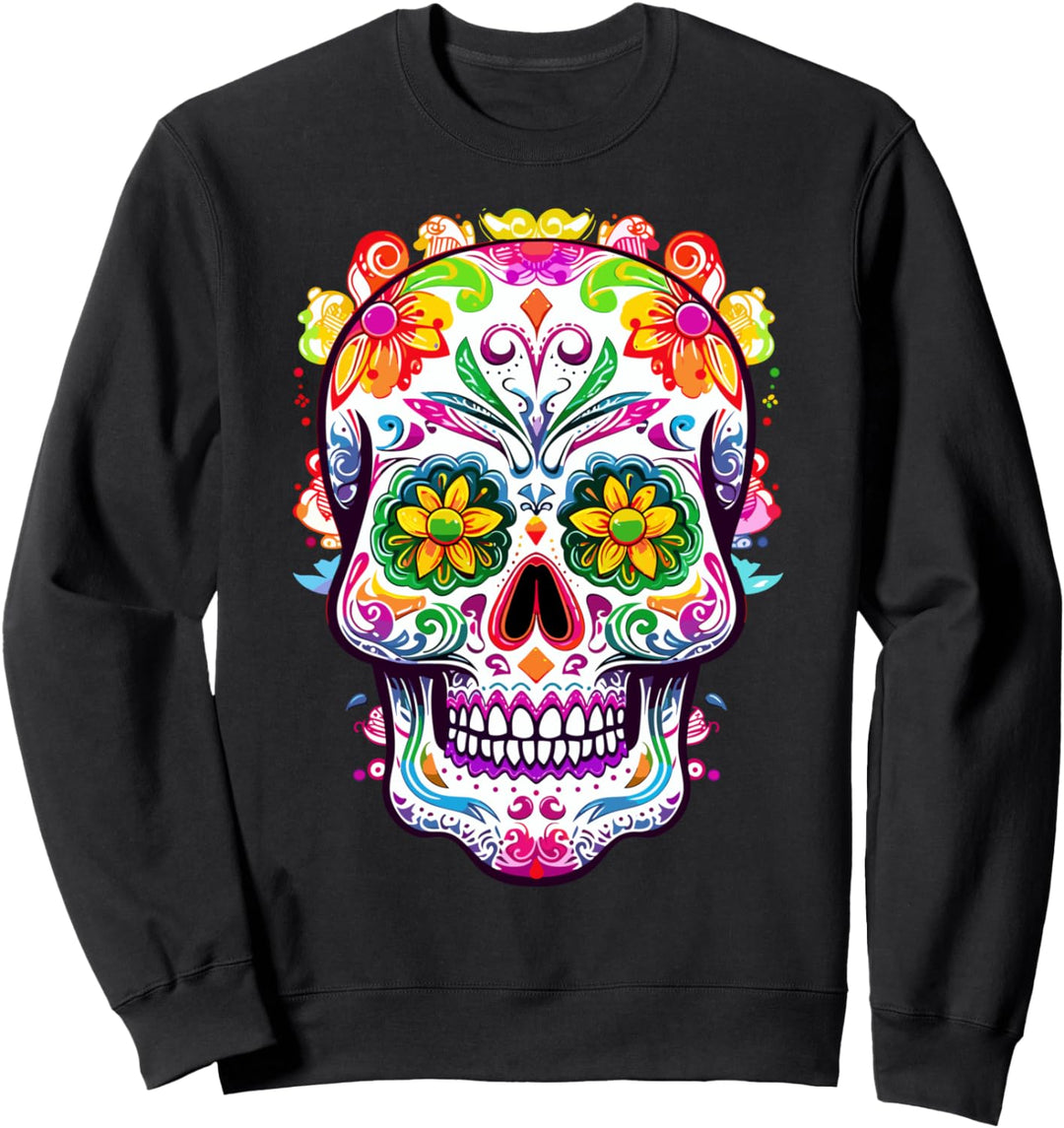 Sugar Skull Halloween Blumen Dia De Los Muertos Sweatshirt