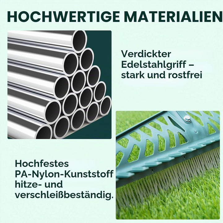 YEELOR Kunstrasenrechen Innovatives zweiseitiges Rechen, 152,4 cm Verstellbarer Griff für Kunstrasen