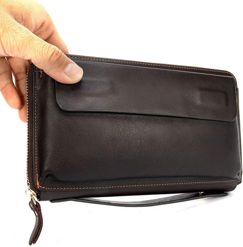 Leder Handgelenktasche Herren Geschäft Handtasche Herrentasche Gross Geldbörse Echtleder Karten Clut