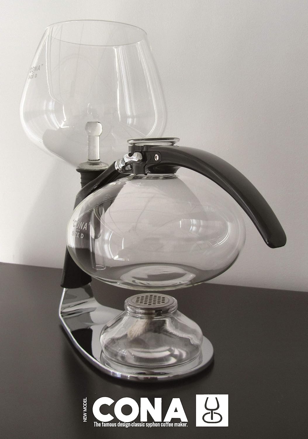CONA Coffee Maker, 2022 'Size D-Genius All-Glass' für 6-8 Tassen oder