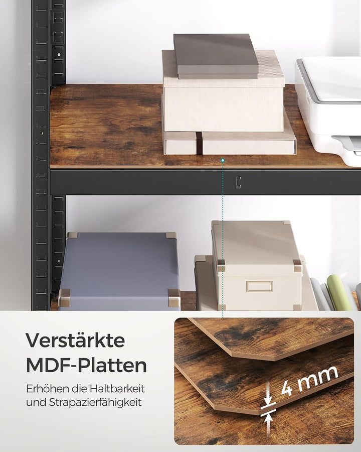 SONGMICS Standregal, Bücherregal, Lagerregal, 4 Ablagen, verstellbar, 40 x 80 x 160 cm, bis 520 kg b