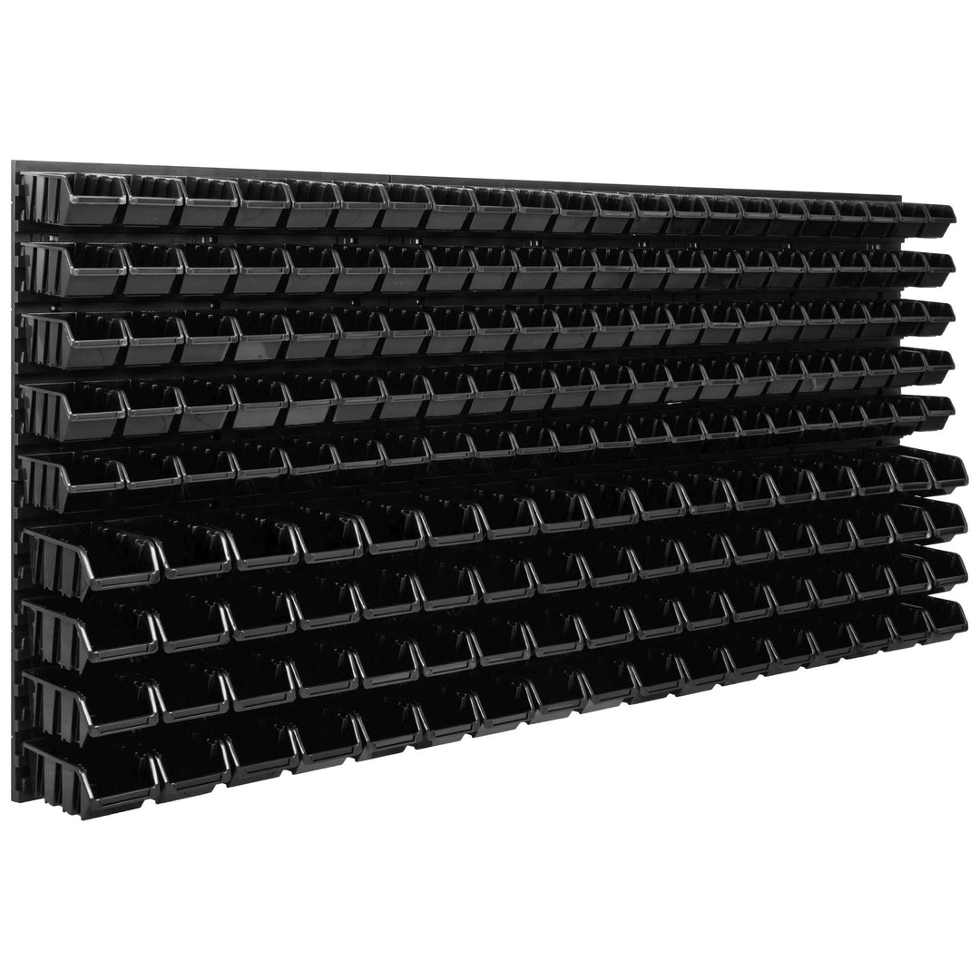 Lagersystem Werkstattregal | 172 x 78 cm | 178 stck. Box | Wandregal mit Stapelboxen - Wandplatten E