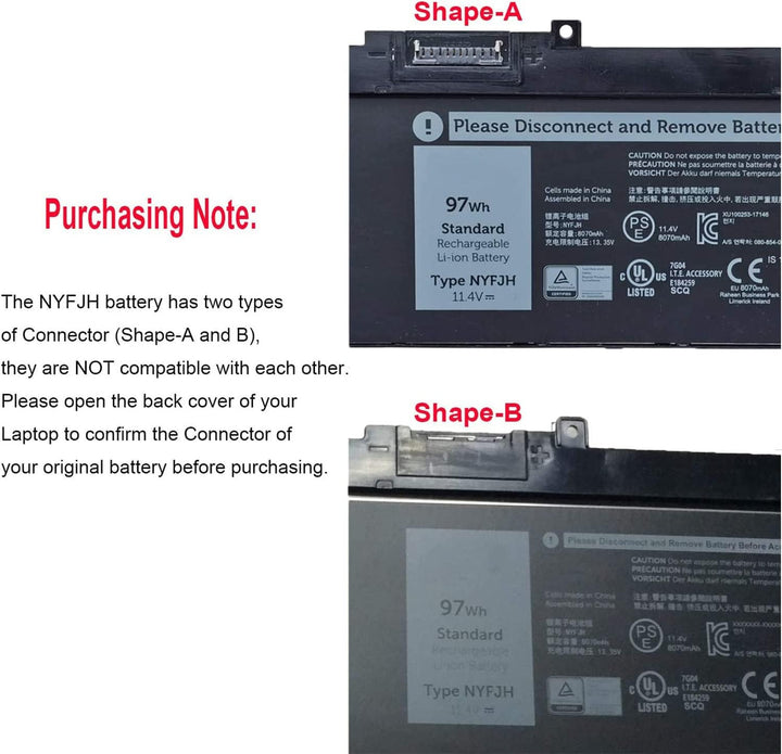 NYFJH GW0K9 0WNRC 0NYFJH 0GW0K9 Laptop-Akku-Ersatz für Dell Precision 7530 7730 7540 7740 P74F P74F0
