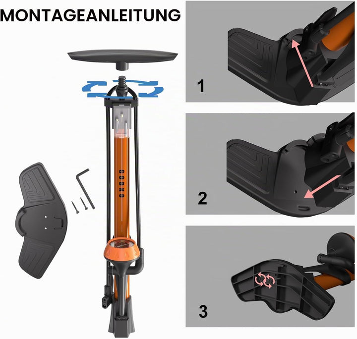 GOBKO Fahrradpumpe Luftpumpe Fahrrad Französische Ventile mit Manometer, Luftpumpe für Rennrad MTB S
