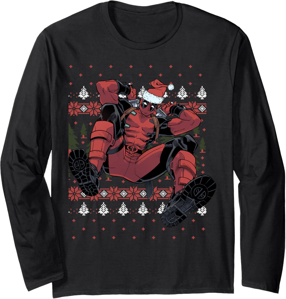 Marvel Deadpool Ugly Weihnachten Sweater Style Langarmshirt