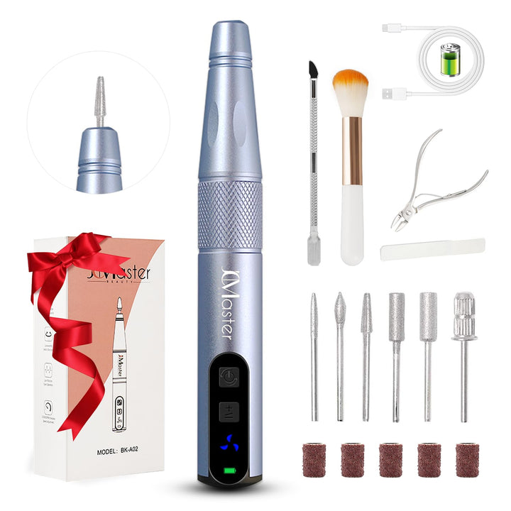 JCMaster Nagelfräser 11 in 1 für Gelnägel Acrylnägel, Kabellose Tragbare Nagelfeile für Anfänger und