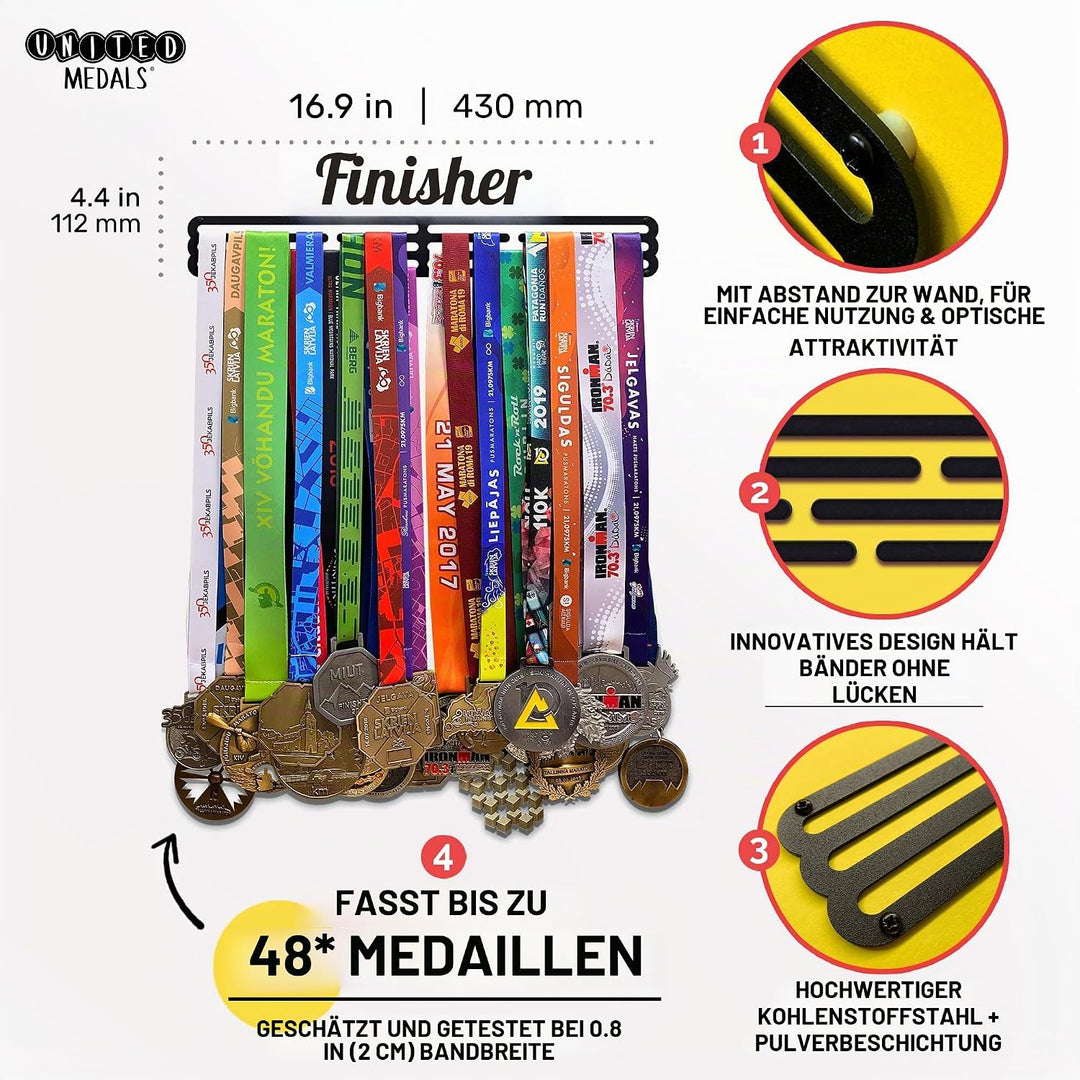 United Medals Finisher Medaillenhalter Edelstahl | Medaillen Aufhänger | Medal Hanger Holder Display