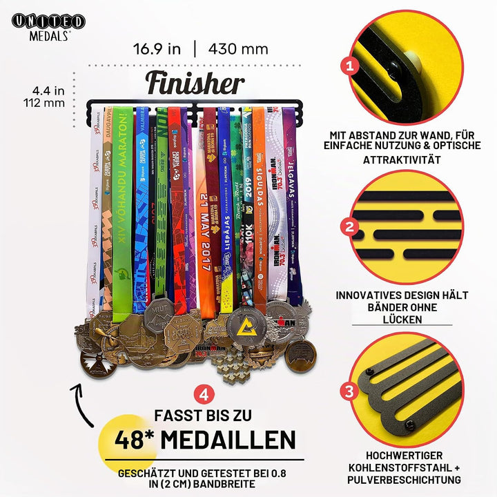 United Medals Finisher Medaillenhalter Edelstahl | Medaillen Aufhänger | Medal Hanger Holder Display