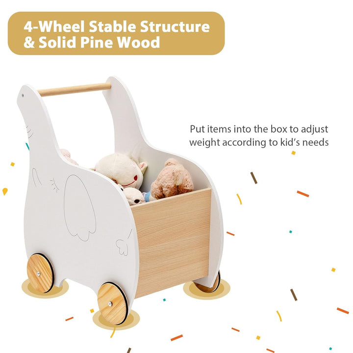 LIFEZEAL Lauflernwagen Holz, Gehfrei Lauflernhilfe Baby mit Stauraum, Spielzeugwagen mit Rädern, Bab