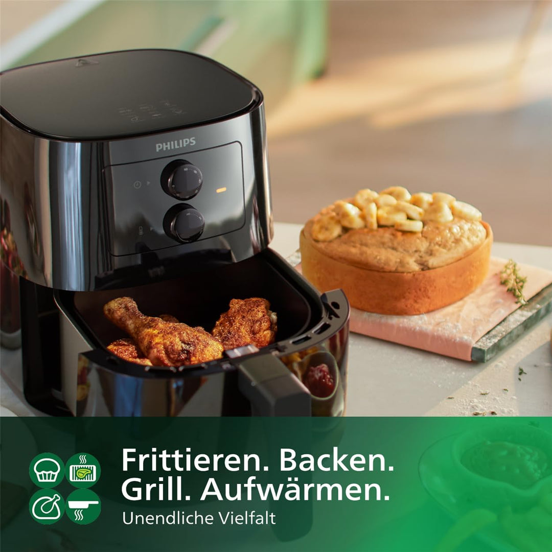 Philips Airfryer Essential - 4.1-Liter-Pfanne, Fritteuse ohne Öl, Rapid Air technology, NutriU App m