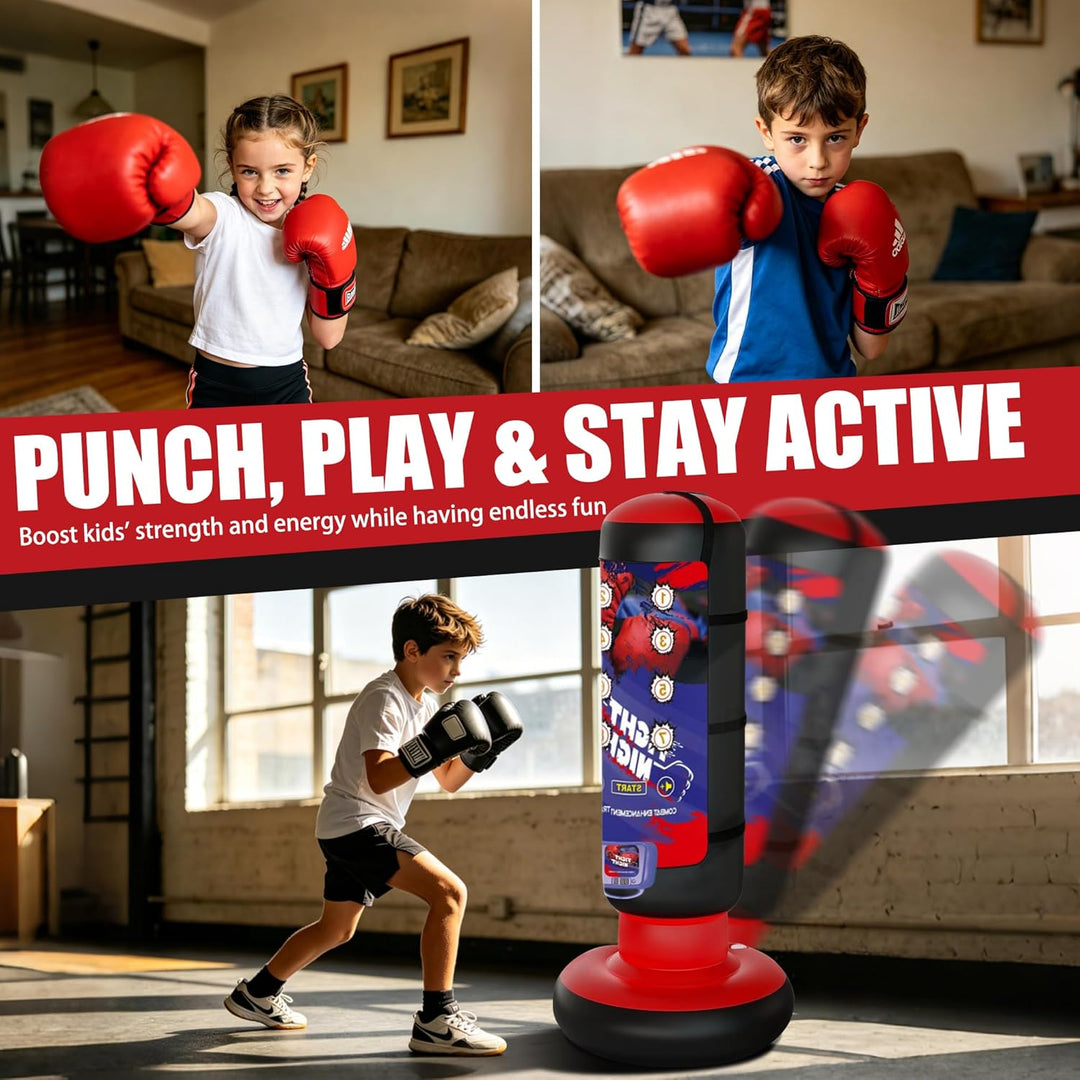 Boxziel Kinder – Interaktives Boxtraining Gerät mit Musik & Licht – Selbstklebendes Punch Target zum