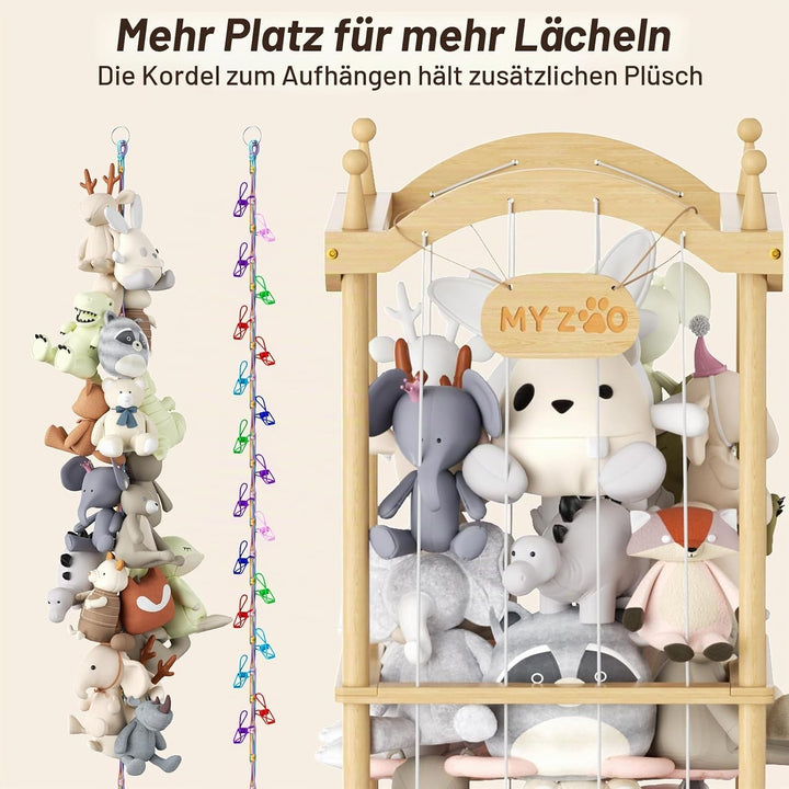 COSYLAND Stofftier-Aufbewahrungsturm - Stofftierhalter mit Gummiband für Spielzimmer Schlafzimmer Ki