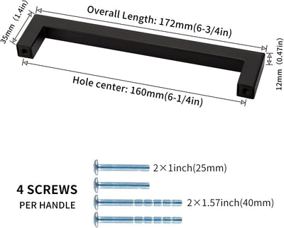 LONTAN 15 Stück Griffe für Küchenschränke Schwarz Griffe Küchengriffe 160mm lochabstand Schrankgriff