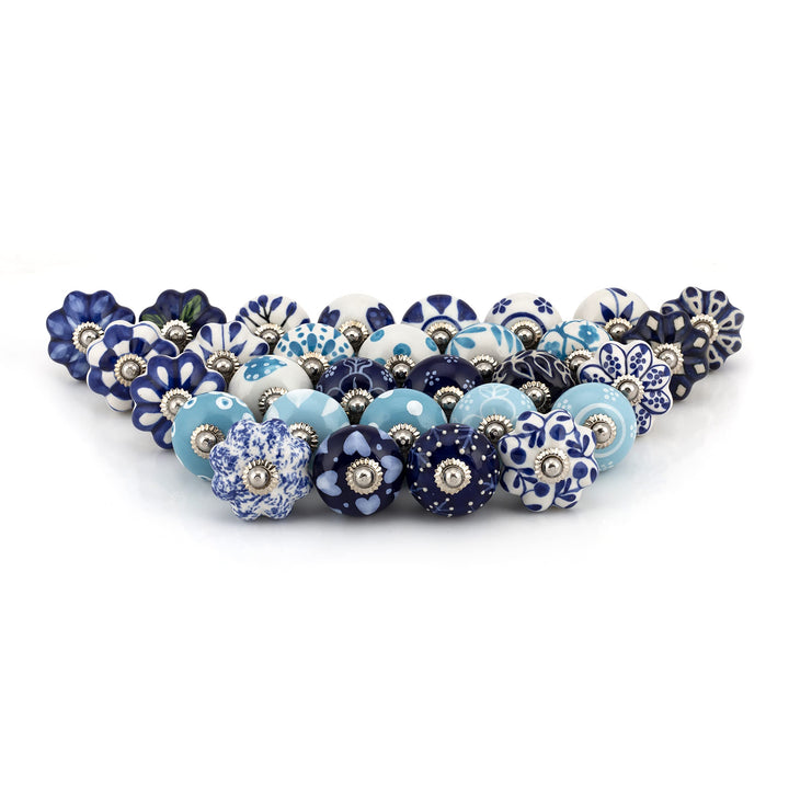 Craft Trade Blau Türschrankknopf Boho Antik Keramik-Türknöpfe Kommode Schublade Zieht Hardware Knöpf