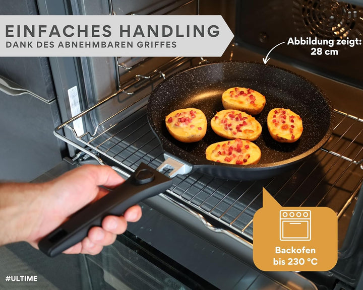 DIVORY grosse Pfanne 28cm I Abnehmbarer Griff, Induktion, beschichtet, Aluminium – Bratpfanne gross