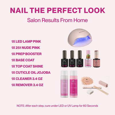 Pink Gellac Nagelset Gelnägel Starterset - Premium Compact Gel Nägel Starterset mit LED Lampe 15 ml