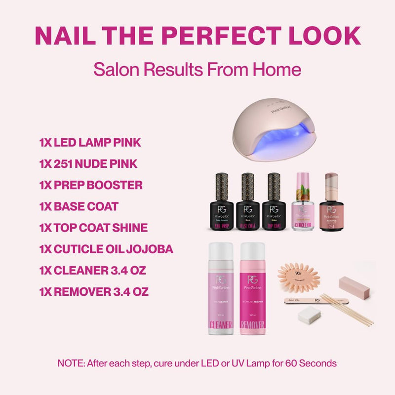 Pink Gellac Nagelset Gelnägel Starterset - Premium Compact Gel Nägel Starterset mit LED Lampe 15 ml