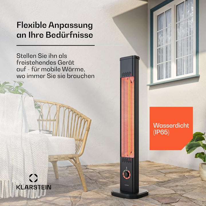 Klarstein Infrarotheizung Standgerät 2000W – 8 Stufen, Fernbedienung, Timer, IP65, Kippschutz, Wandm