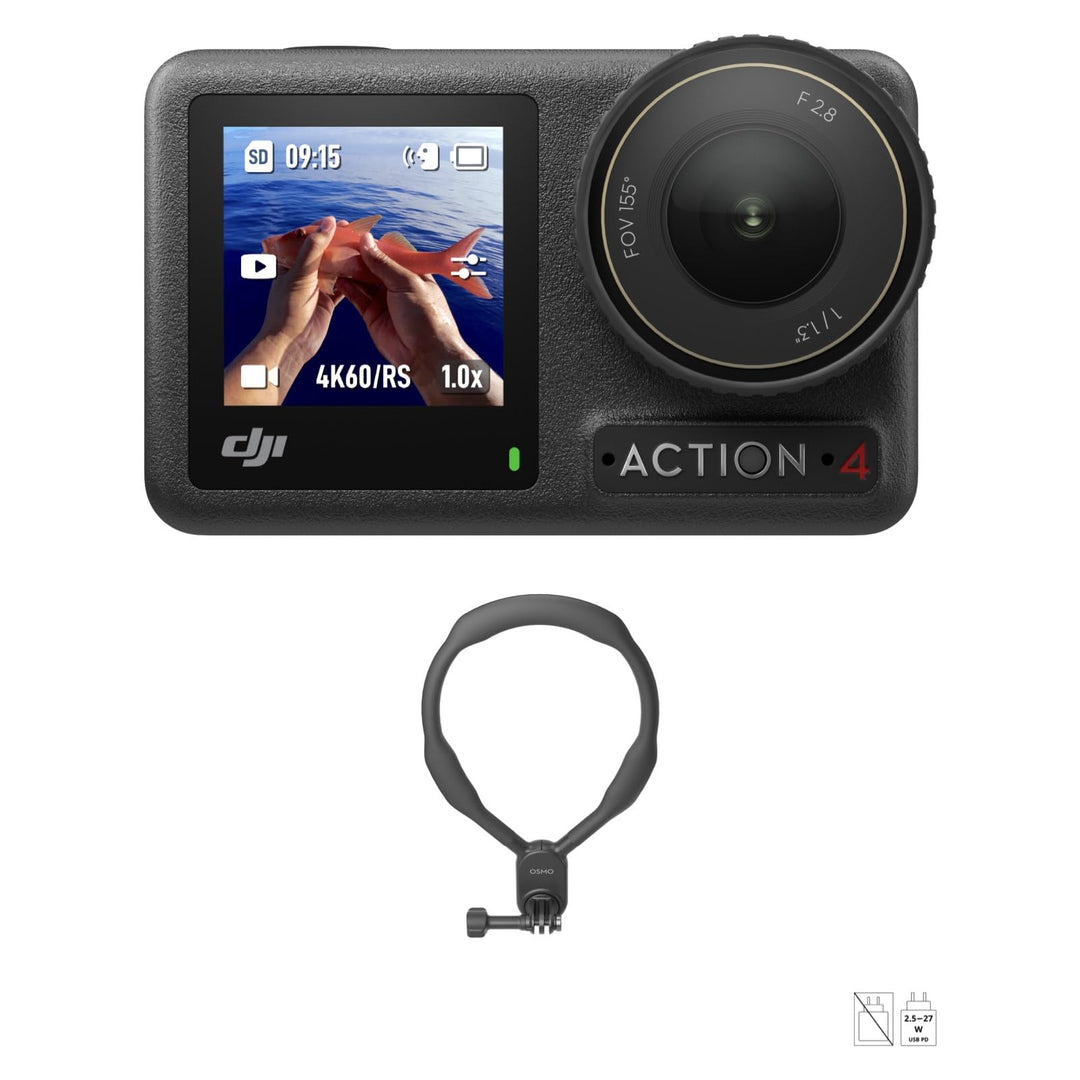 DJI Osmo Action 4 Angel-Combo – wasserdichte Action-Kamera mit 4K/120fps und 155°-Ultraweitwinkel-Si