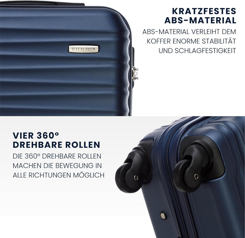 WITTCHEN Reisekoffer 4er Koffer-Set Rollkoffer Trolley Handgepäck Hartschale aus ABS mit 4 Spinner-R