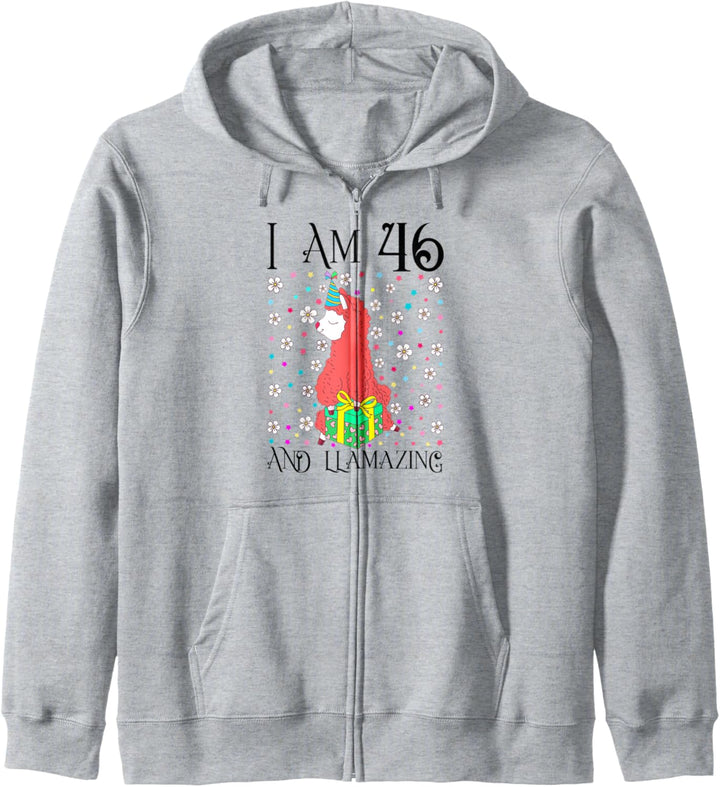 I am 46 and LLamazing Girl 46th Llama Birthday Party Gift Kapuzenjacke
