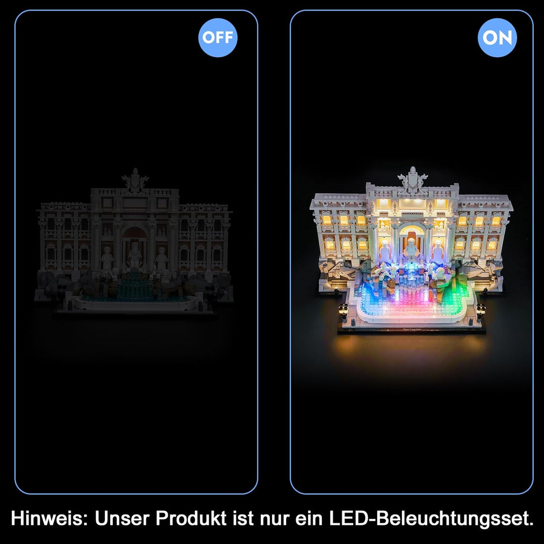 LocoLee Licht Set Kompatibel mit Lego 21062 Trevi Fountain RGB, Nur Lichter Set, Licht Beleuchtung S