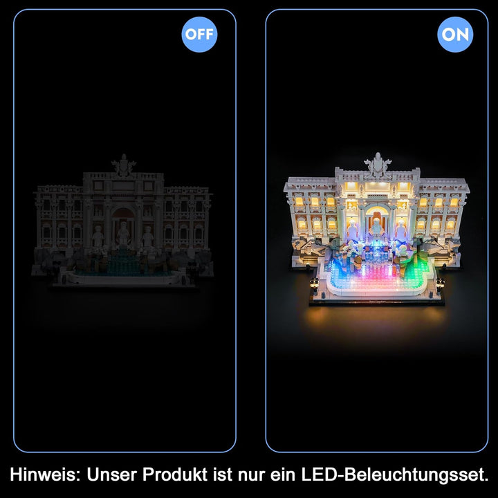 LocoLee Licht Set Kompatibel mit Lego 21062 Trevi Fountain RGB, Nur Lichter Set, Licht Beleuchtung S