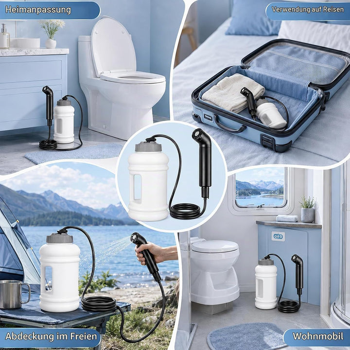 Bidet Po Dusche, 2.5L Elektrisch Peri Bottle Podusche Tragbares Reisen Camping 3 Wasserfluss-Modi Ba