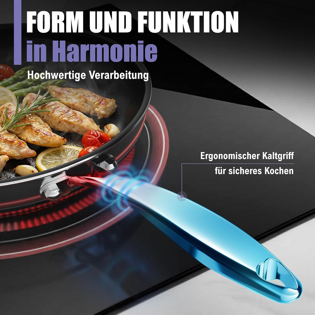 Keramikpfanne 28cm PFAS &amp; PTFE Frei | Vollbeschichtet | 5-Schicht - 3mm -1,3 kg | Premium Bratpfanne