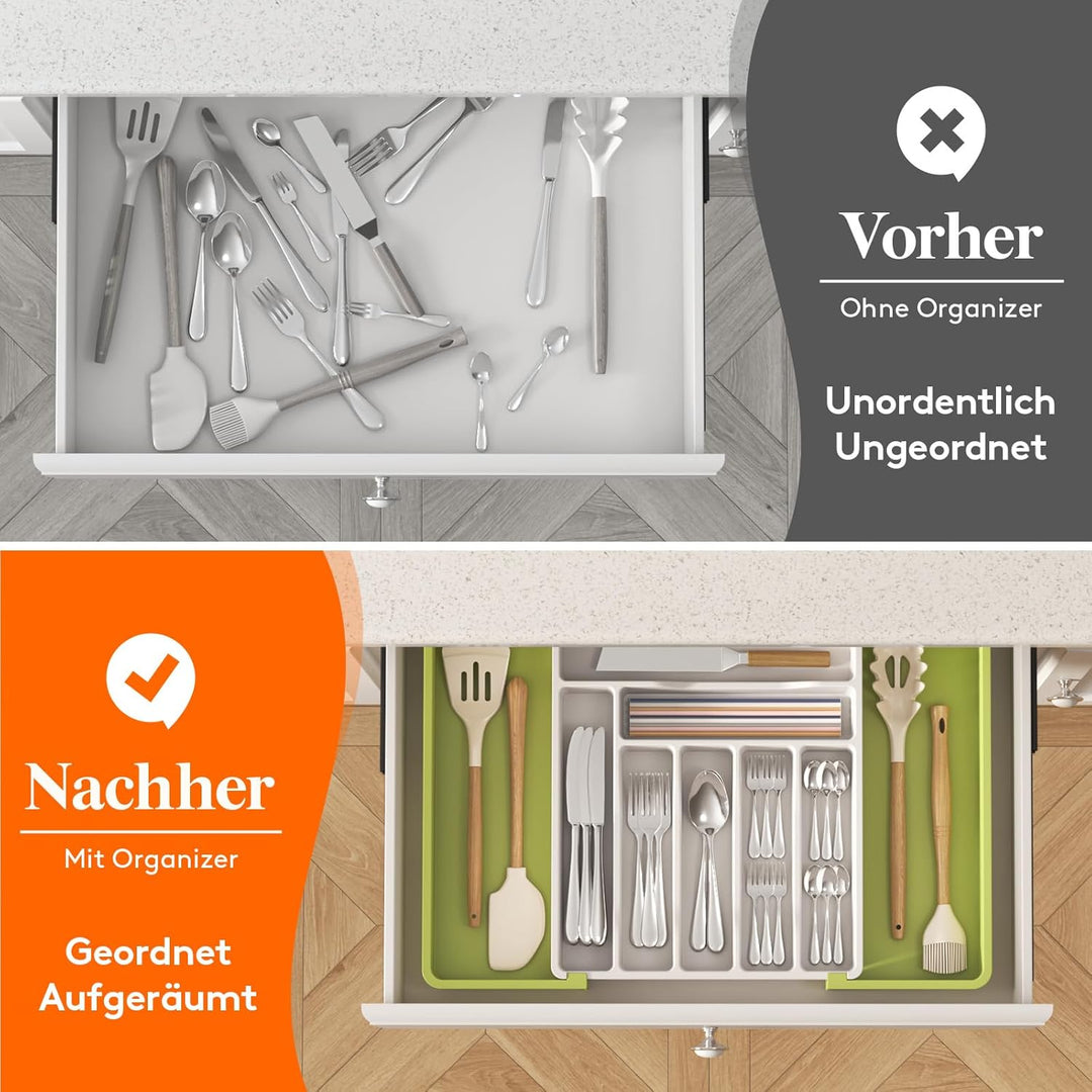 Lifewit Besteckkasten für Schubladen, erweiterbarer Besteckeinsatz für Küchenschubladen, verstellbar