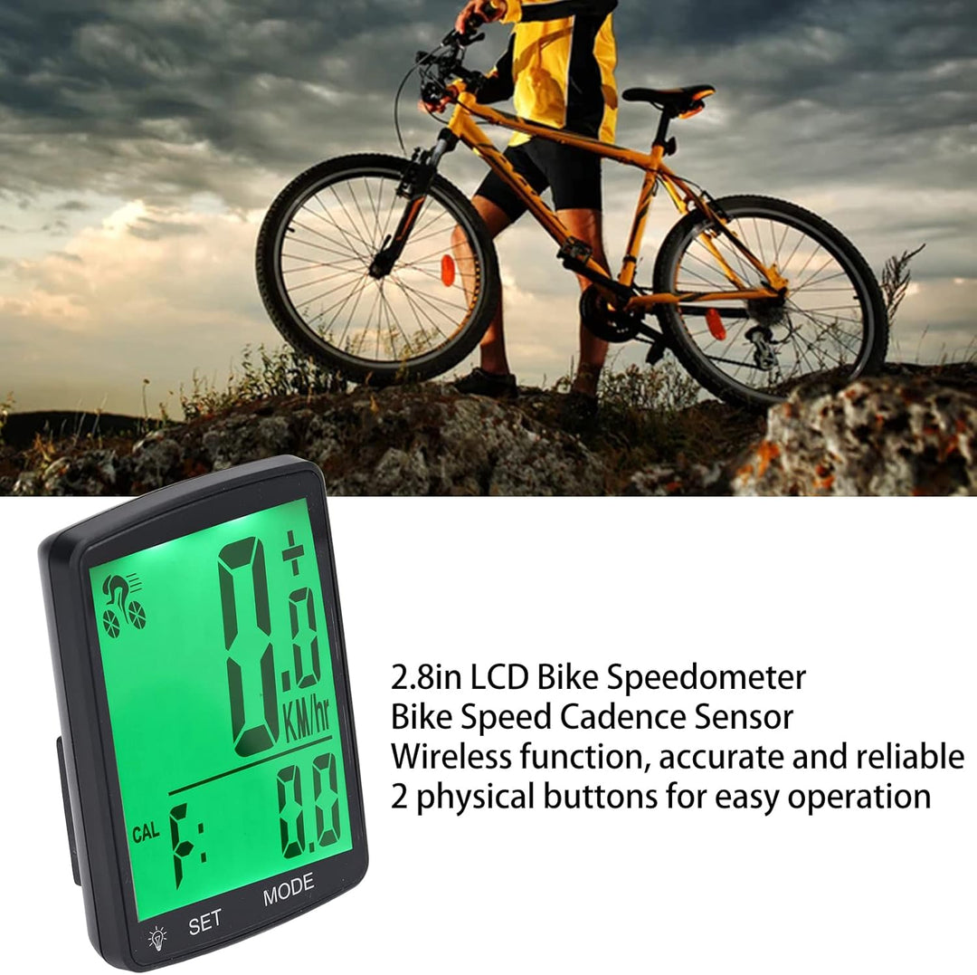 Fahrradcomputer, 2,8-Zoll-LCD-Display mit Hintergrundbeleuchtung, Kabelloser Fahrrad-Tachometer, Kil