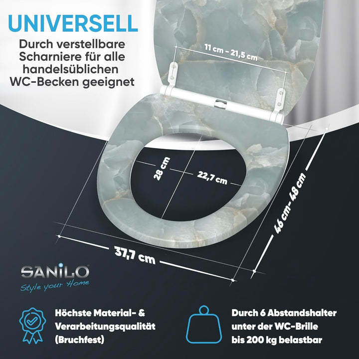 Sanilo WC Sitz mit Absenkautomatik & Schnellverschluss, Toilettendeckel per Knopfdruck abnehmbar, ei