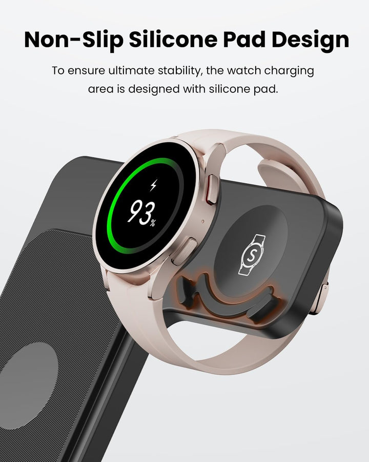 GEEKERA Induktive Ladestation für Samsung, 3 in 1 Faltbare Wireless Charger für Samsung S25/S24/S23/