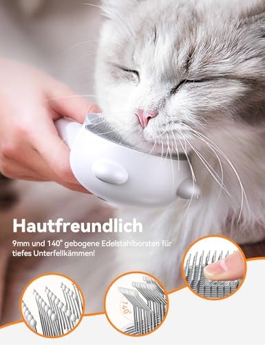 FEELNEEDY 2.8L Katzenbrunnen Edelstahl mit 3 Filters & Katzenbürste mit Dampf
