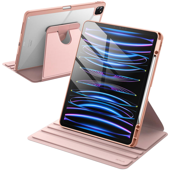 JETech Rotierende Hülle für iPad Pro 12,9 Zoll (2022/2021/2020/2018) mit Stifthalter, 360 Grad Drehb