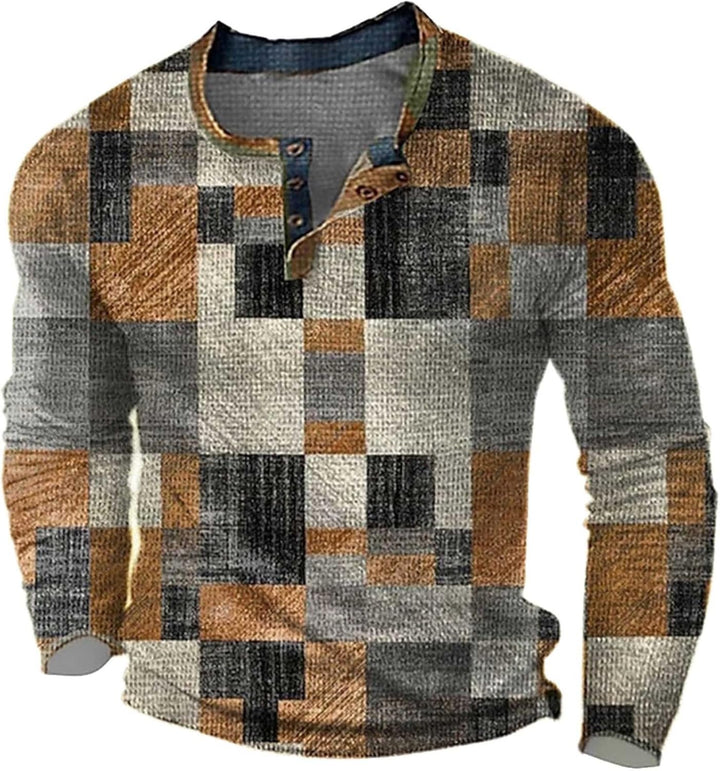 Herren-T-Shirt mit Langen Ärmeln, bedrucktem, modisch, lässig Tops Unterziehen Gelb S, Gelb S