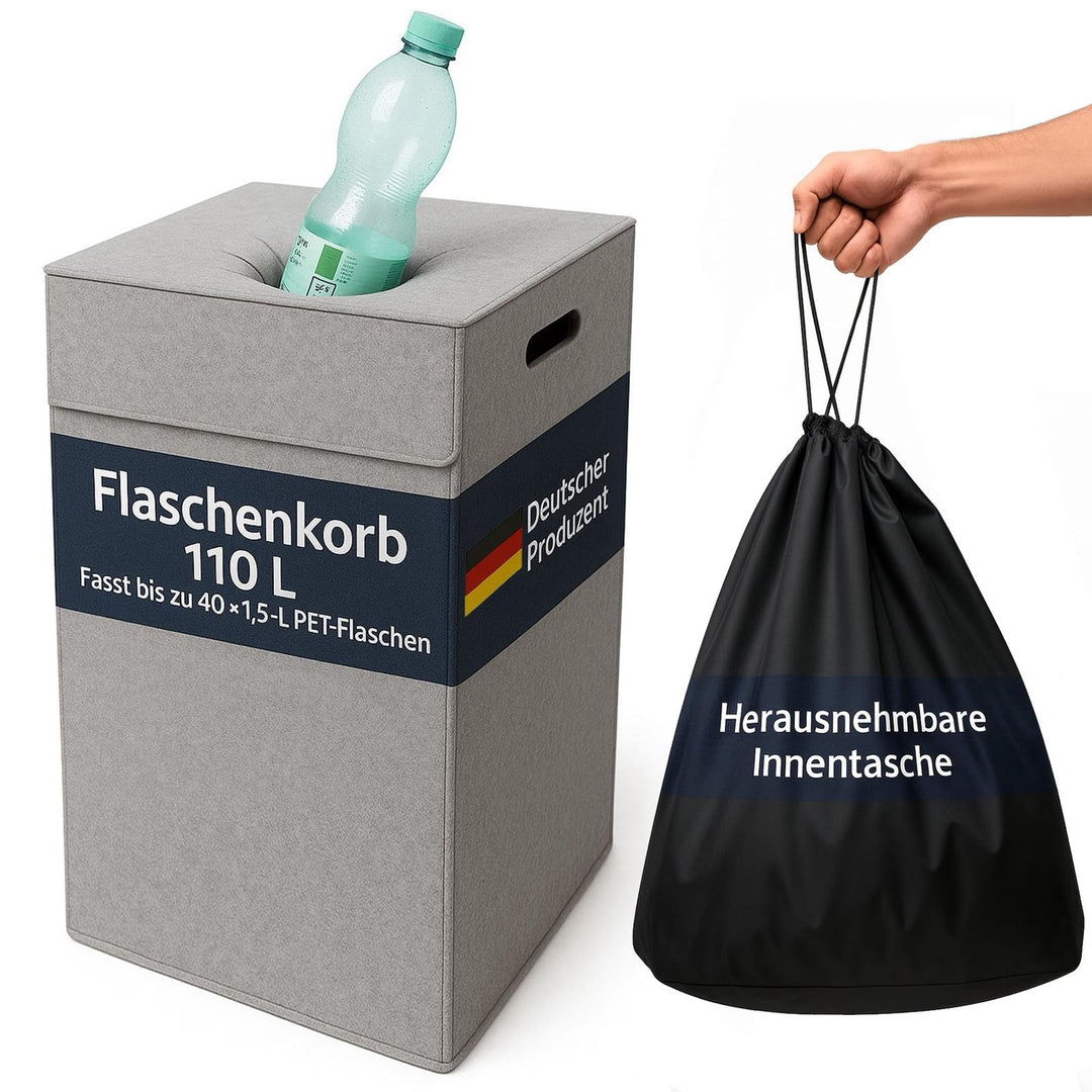 SILUK Pfandflaschen Aufbewahrung 110L – Stabiler - Pfandflaschen Aufbewahrung, Flaschensammler mit D