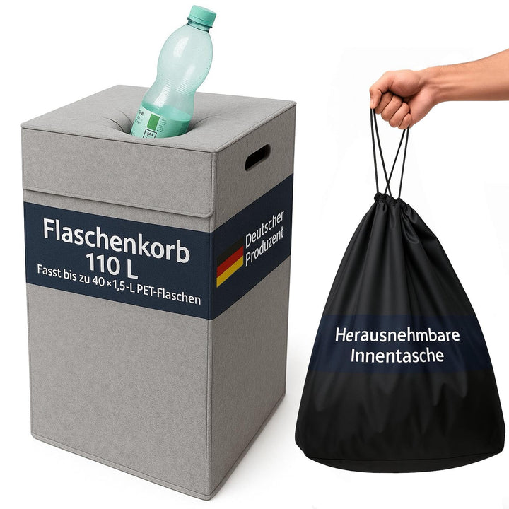 SILUK Pfandflaschen Aufbewahrung 110L – Stabiler - Pfandflaschen Aufbewahrung, Flaschensammler mit D