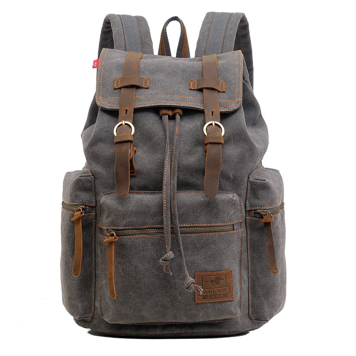 Retro Segeltuch Rucksack, Canvas Vintage Rucksack Laptop Daypack Schulrucksack Reisetasche Lederruck